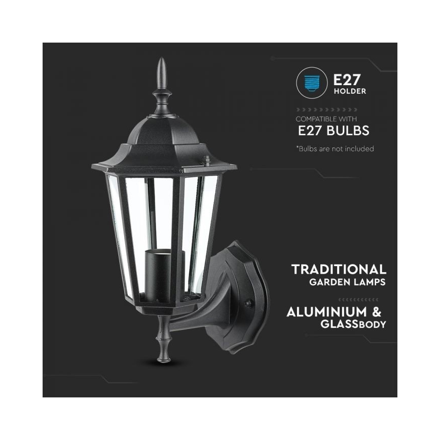 Vanjska zidna lampa 1xE27/40W/230V IP44 crna