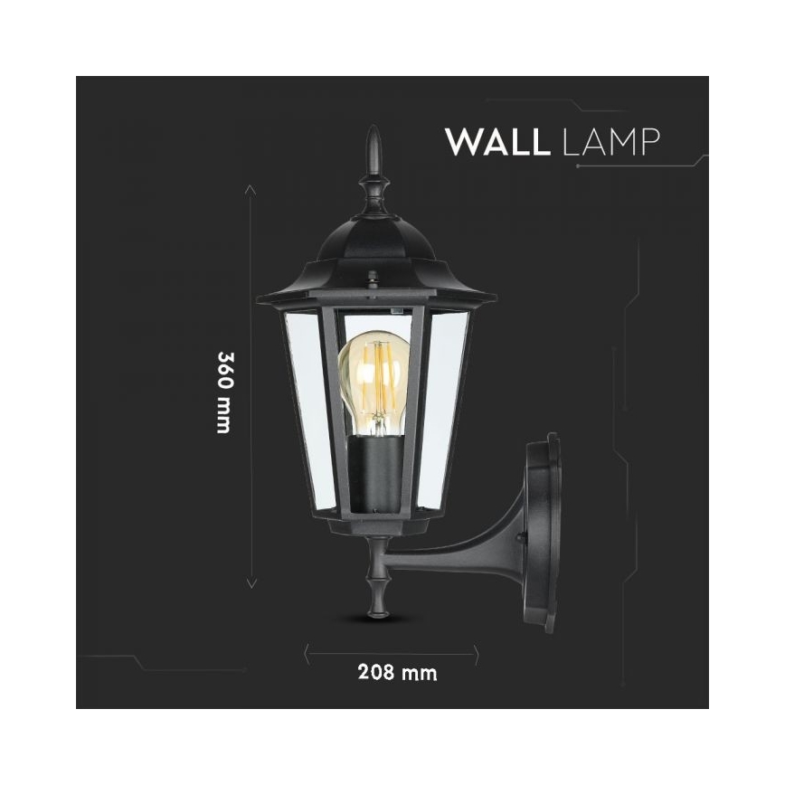 Vanjska zidna lampa 1xE27/40W/230V IP44 crna