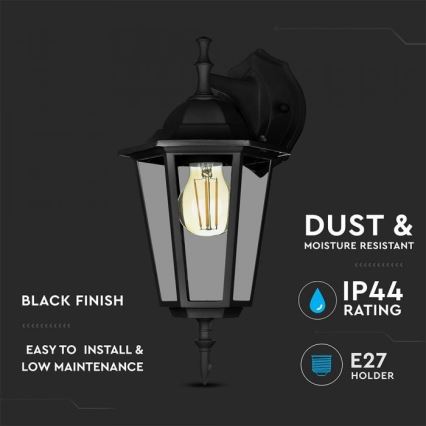 Vanjska zidna lampa 1xE27/40W/230V IP44 crna