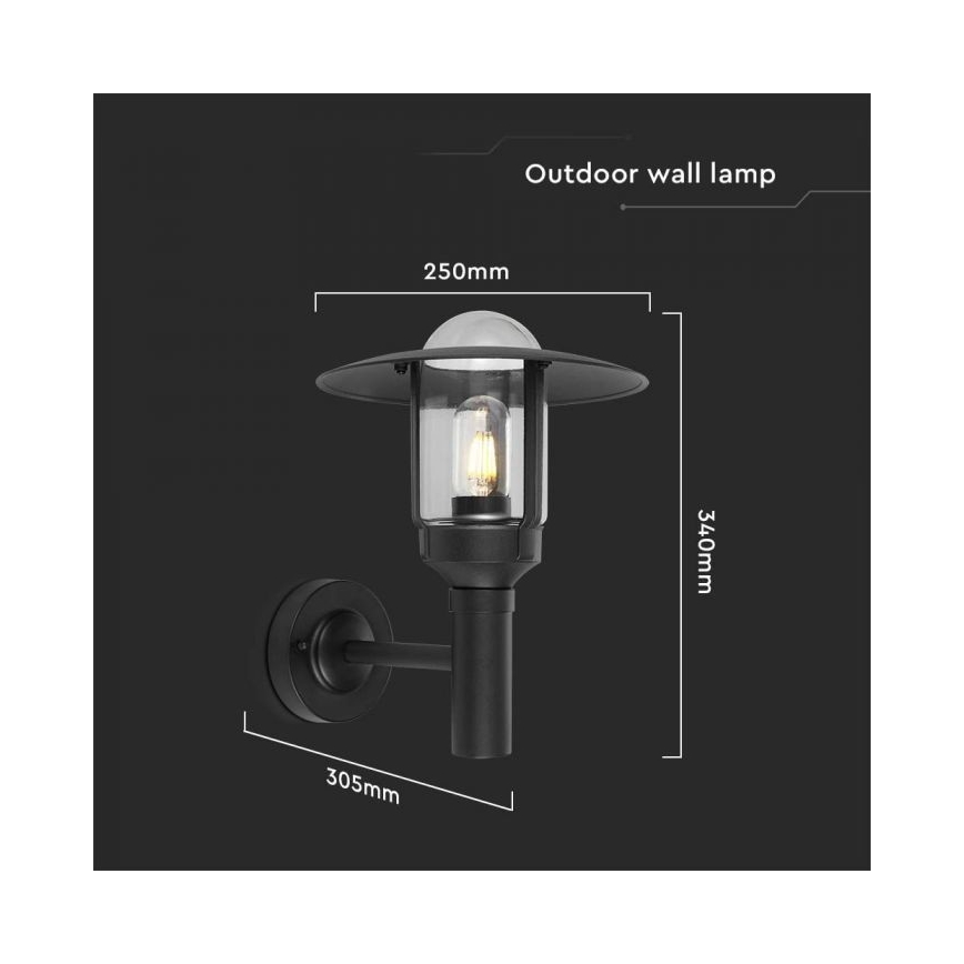 Vanjska zidna lampa 1xE27/60W/230V IP44 crna