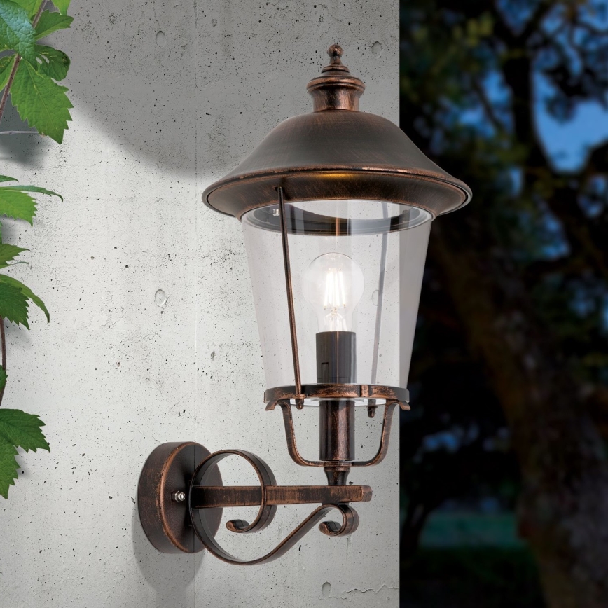 Vanjska zidna lampa KENZO 1xE27/100W/230V IP44 bronca/patina
