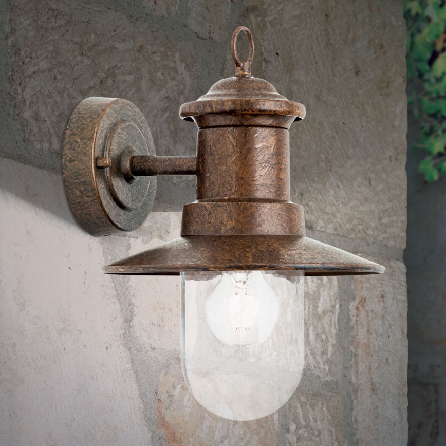 Vanjska zidna lampa LEONIE 1xE27/60W/230V IP44 bronca