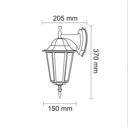 Vanjska zidna svjetiljka 1xE27/20W/230V IP43 crna