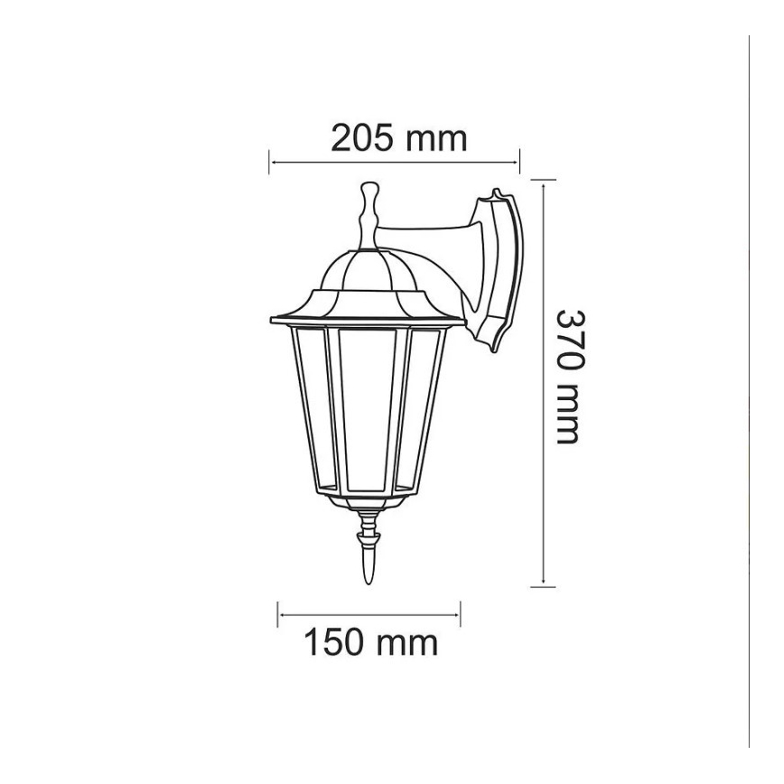 Vanjska zidna svjetiljka 1xE27/20W/230V IP43 crna