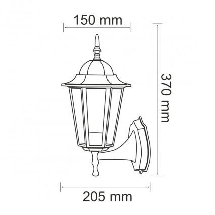 Vanjska zidna svjetiljka 1xE27/20W/230V IP43 crna