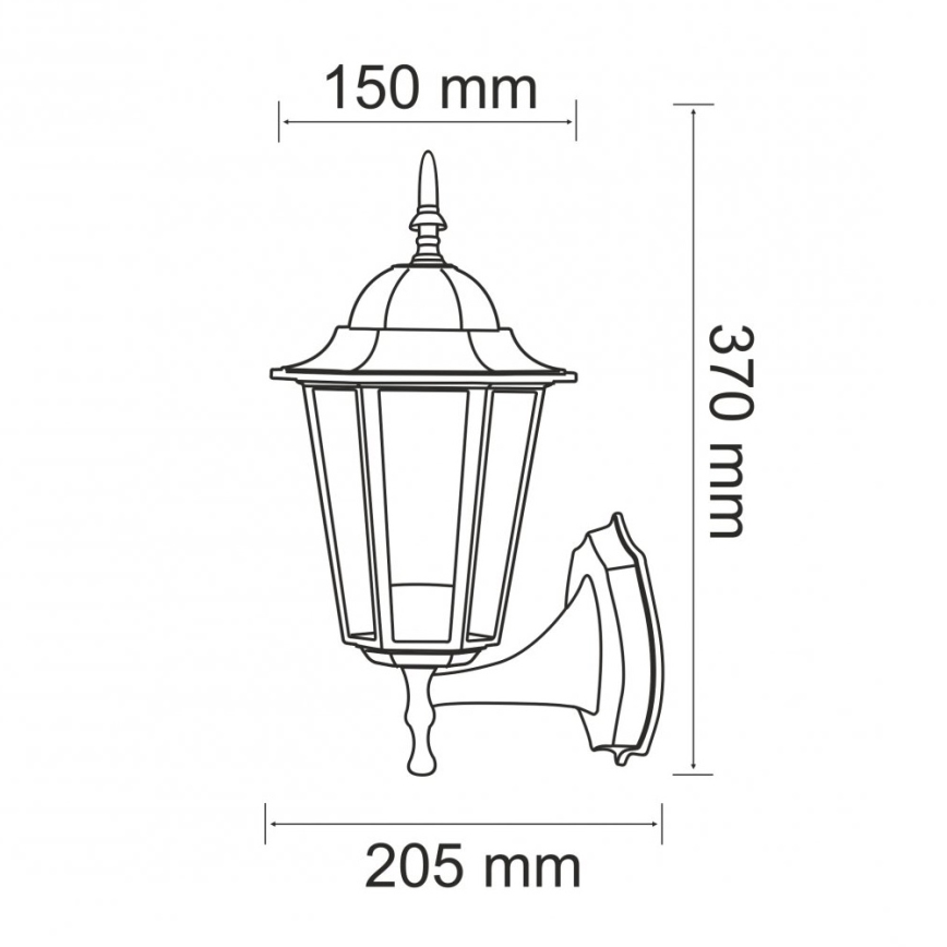 Vanjska zidna svjetiljka 1xE27/20W/230V IP43 crna