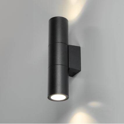 Vanjska zidna svjetiljka 2xGU10/35W/230V IP54 okrugli crna