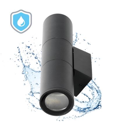 Vanjska zidna svjetiljka 2xGU10/35W/230V IP54 okrugli crna