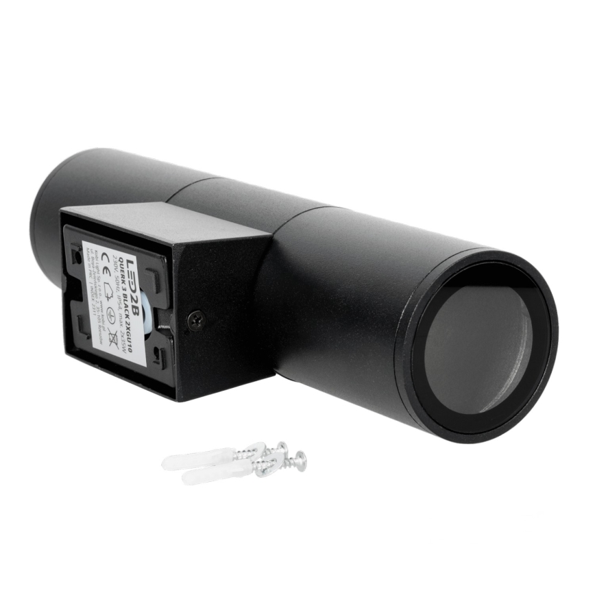 Vanjska zidna svjetiljka 2xGU10/35W/230V IP54 okrugli crna
