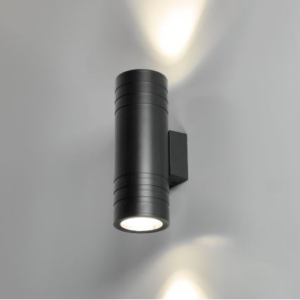 Vanjska zidna svjetiljka 2xGU10/35W/230V IP54 okrugli crna