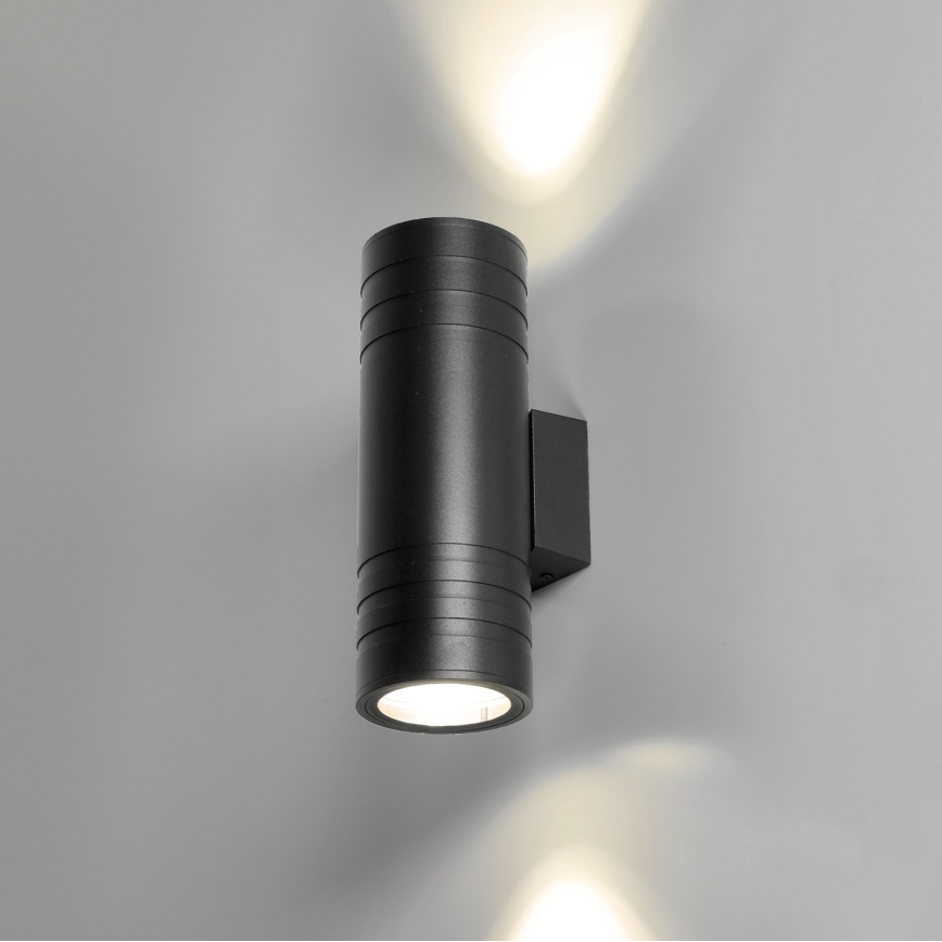 Vanjska zidna svjetiljka 2xGU10/35W/230V IP54 okrugli crna