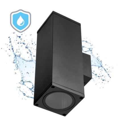 Vanjska zidna svjetiljka 2xGU10/35W/230V IP54 uglast crna