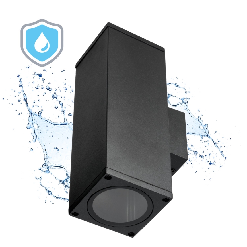 Vanjska zidna svjetiljka 2xGU10/35W/230V IP54 uglast crna