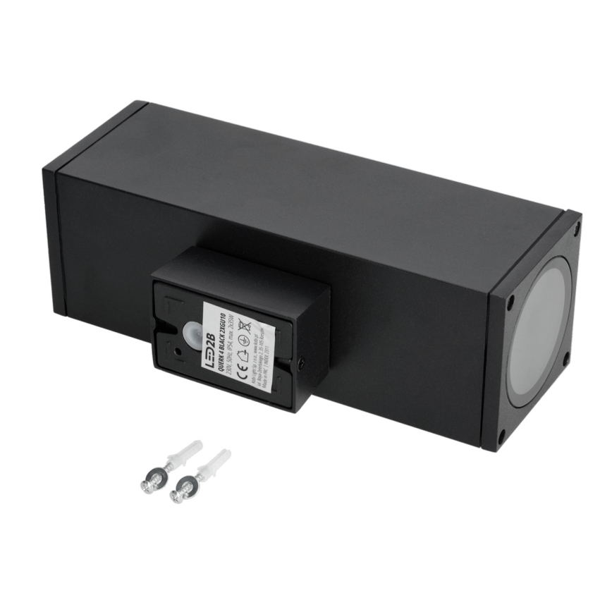 Vanjska zidna svjetiljka 2xGU10/35W/230V IP54 uglast crna