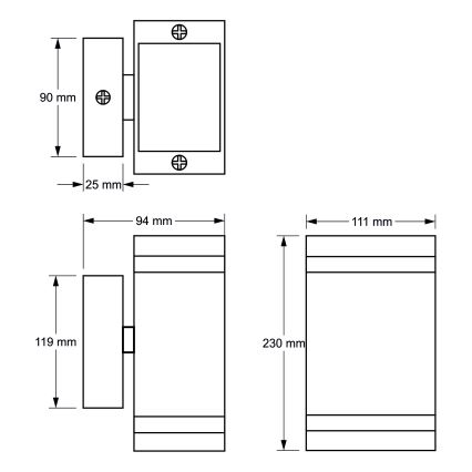 Vanjska zidna svjetiljka LITEK 2xGU10/30W/230V IP44 siva