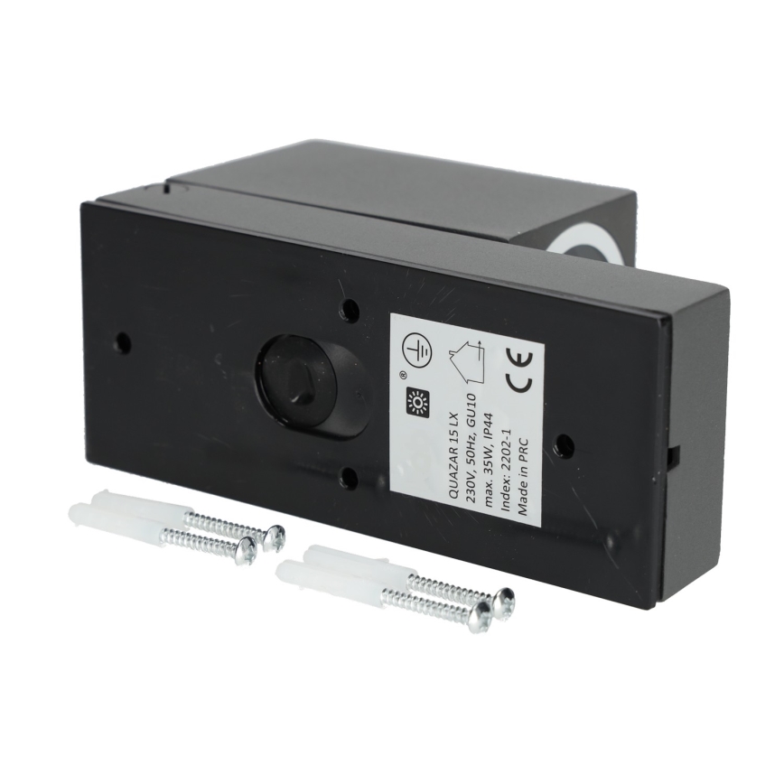 Vanjska zidna svjetiljka sa senzorom QUAZAR 1xGU10/35W/230V IP44 siva