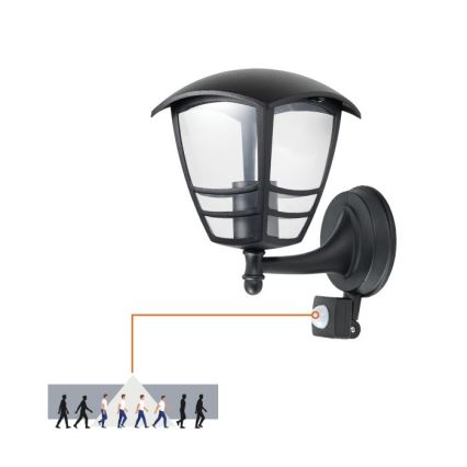 Vanjska zidna svjetiljka sa senzorom TEVIO 1xE27/60W/230V IP54 crna