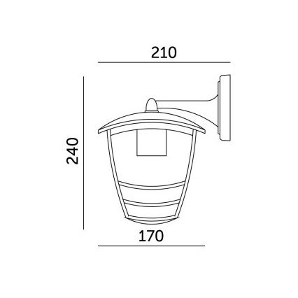 Vanjska zidna svjetiljka TEVIO KD 1xE27/60W/230V IP54 crna