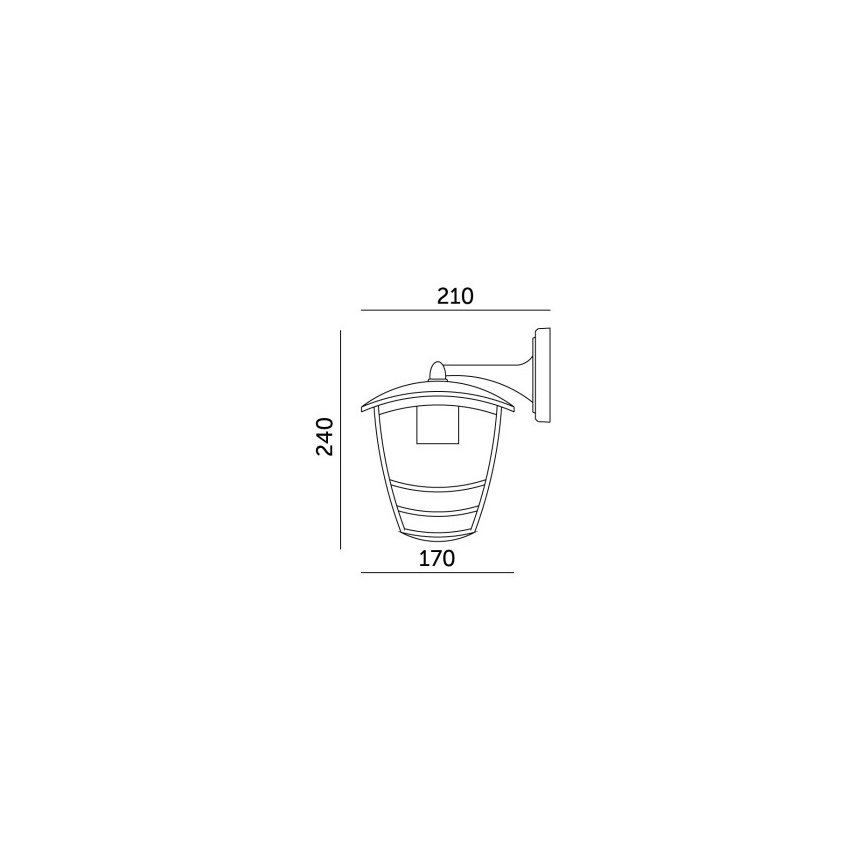 Vanjska zidna svjetiljka TEVIO KD 1xE27/60W/230V IP54 crna