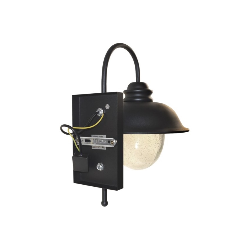 Vanjska zidna svjetiljka ZUNA 1xE27/60W/230V IP44 crna