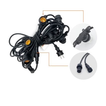 Vanjski dekorativni lanac MIMOSA 10xE27/1,3W/230V IP44 10 m