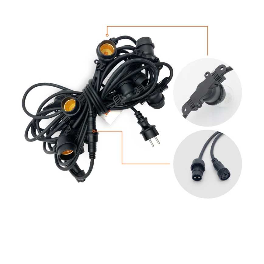 Vanjski dekorativni lanac MIMOSA 10xE27/1,3W/230V IP44 10 m