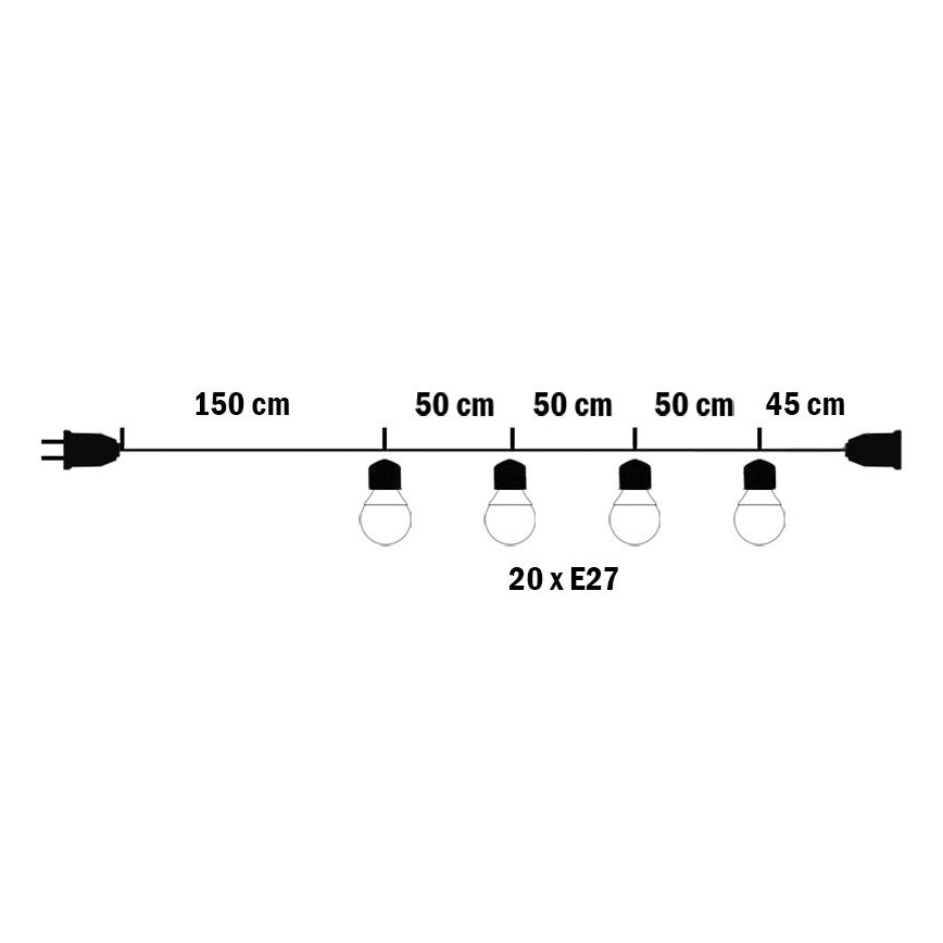 Vanjski dekorativni lanac MIMOSA 20xE27/1,3W/230V IP44 10m