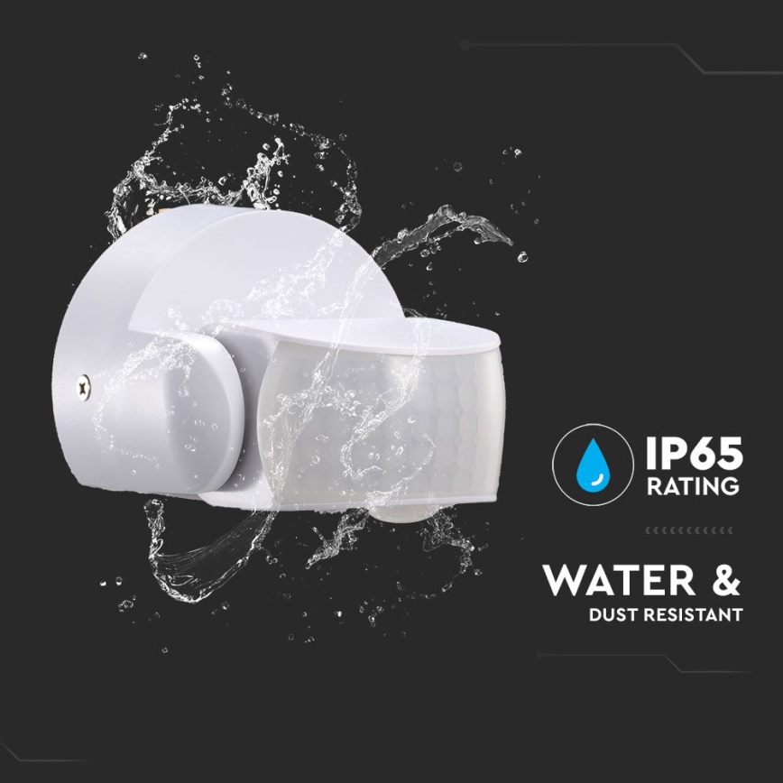 Vanjski infracrveni senzor pokreta 180/360° 600W/230V IP65 bijela