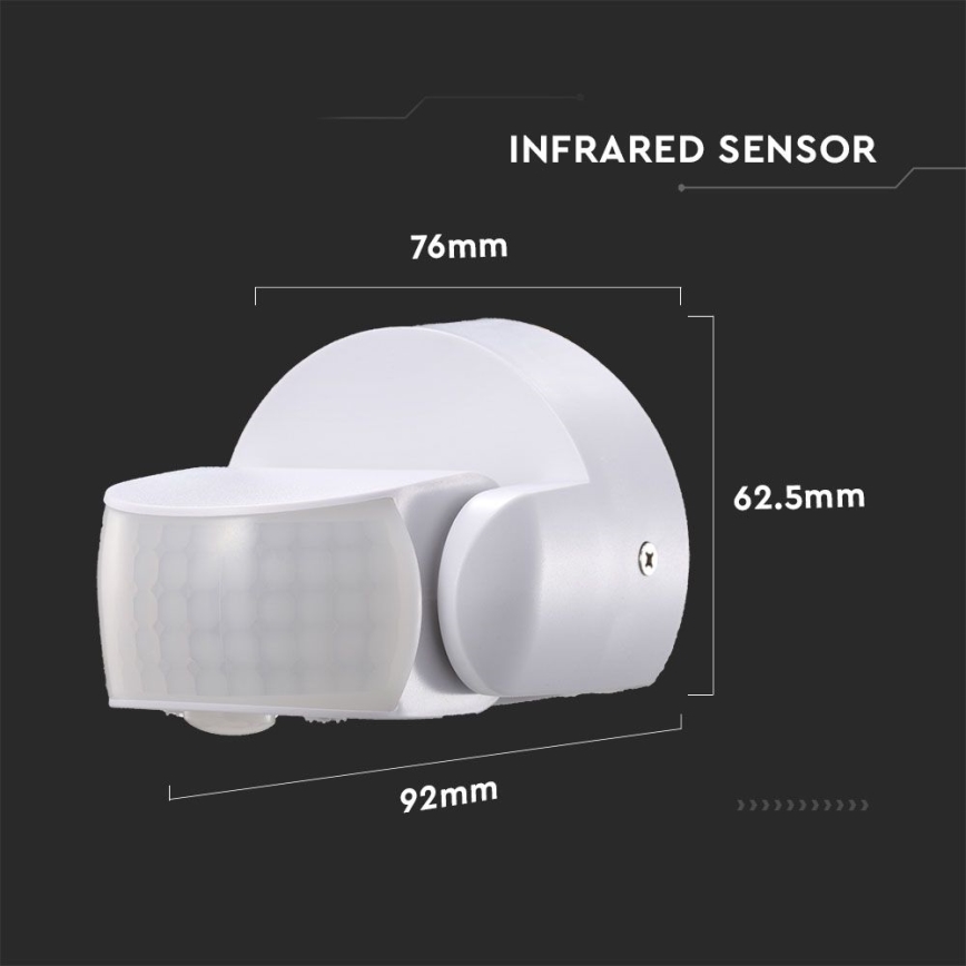 Vanjski infracrveni senzor pokreta 180/360° 600W/230V IP65 bijela