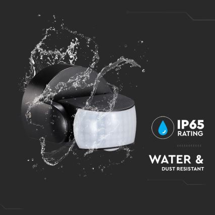 Vanjski infracrveni senzor pokreta 180/360° 600W/230V IP65 crna