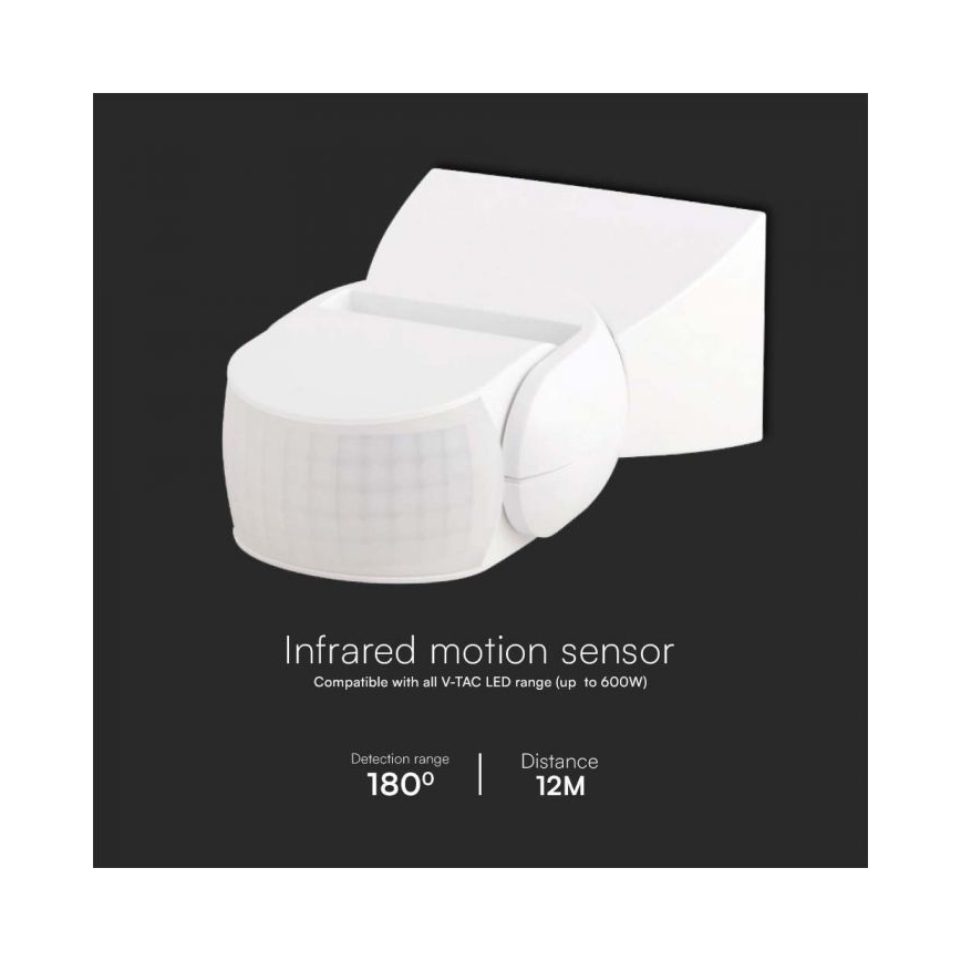 Vanjski infracrveni senzor pokreta 180° 230V IP65 bijela