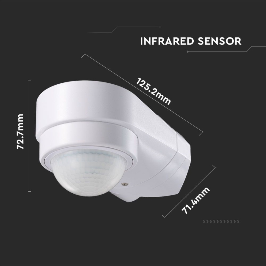 Vanjski infracrveni senzor pokreta 240° 600W/230V IP65 bijela