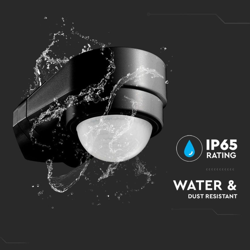 Vanjski infracrveni senzor pokreta 240° 600W/230V IP65 crna