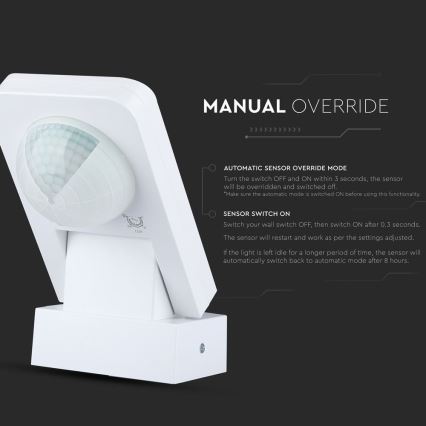 Vanjski infracrveni senzor pokreta 360° 1000W/230V IP65 bijela
