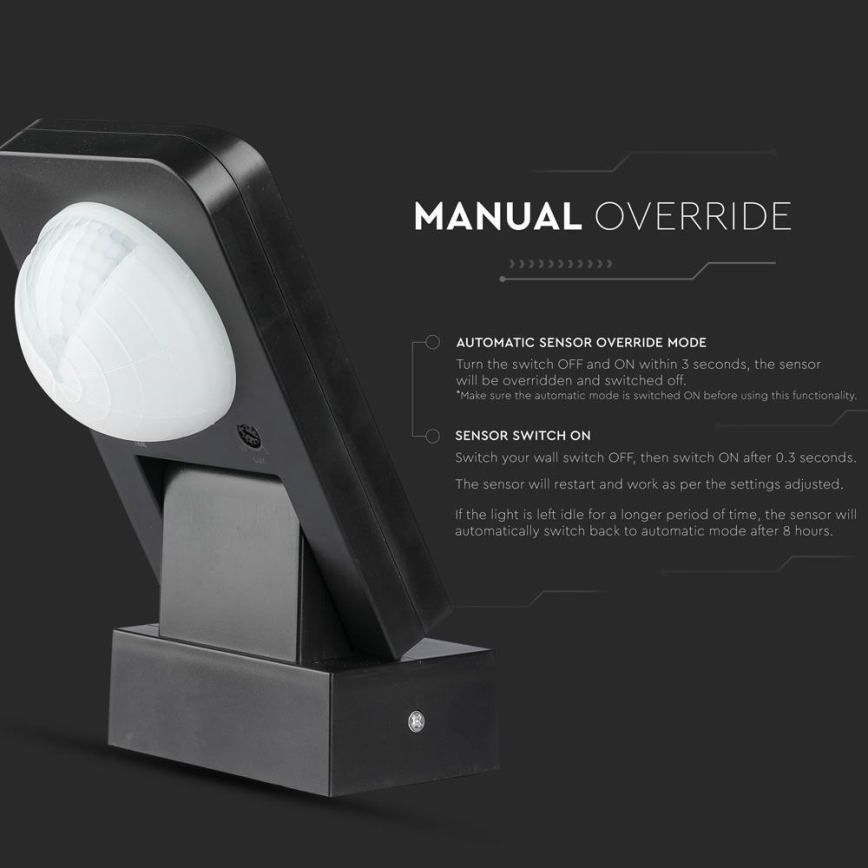 Vanjski infracrveni senzor pokreta 360° 1000W/230V IP65 crne boje