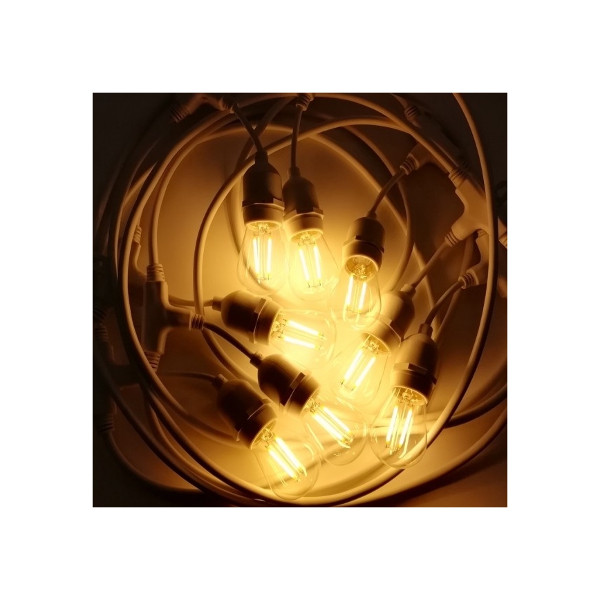Vanjski lanac 15xE27/10W/230V 15 m IP44 bijela