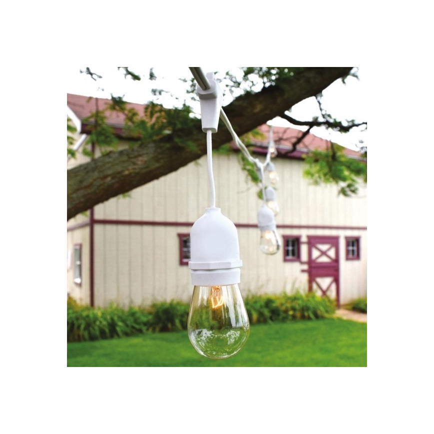 Vanjski lanac 15xE27/10W/230V 15 m IP44 bijela