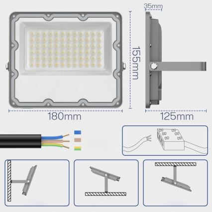 Vanjski LED reflektor LED/50W/230V 4500K IP65 siva