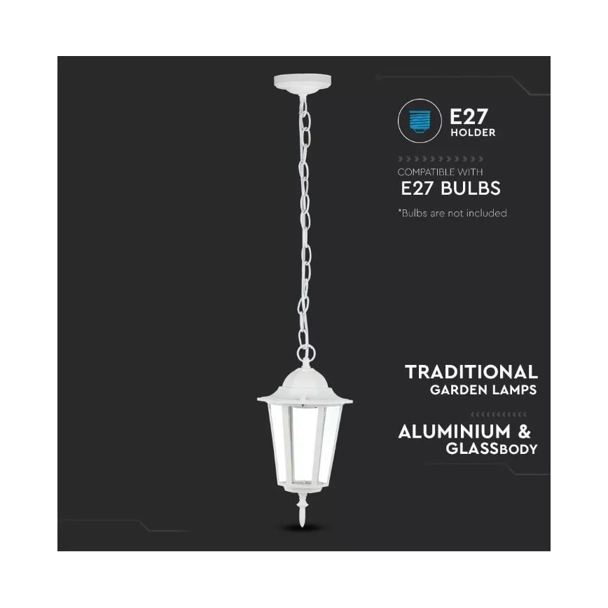 Vanjski luster na lancu 1xE27/40W/230V IP44 bijela