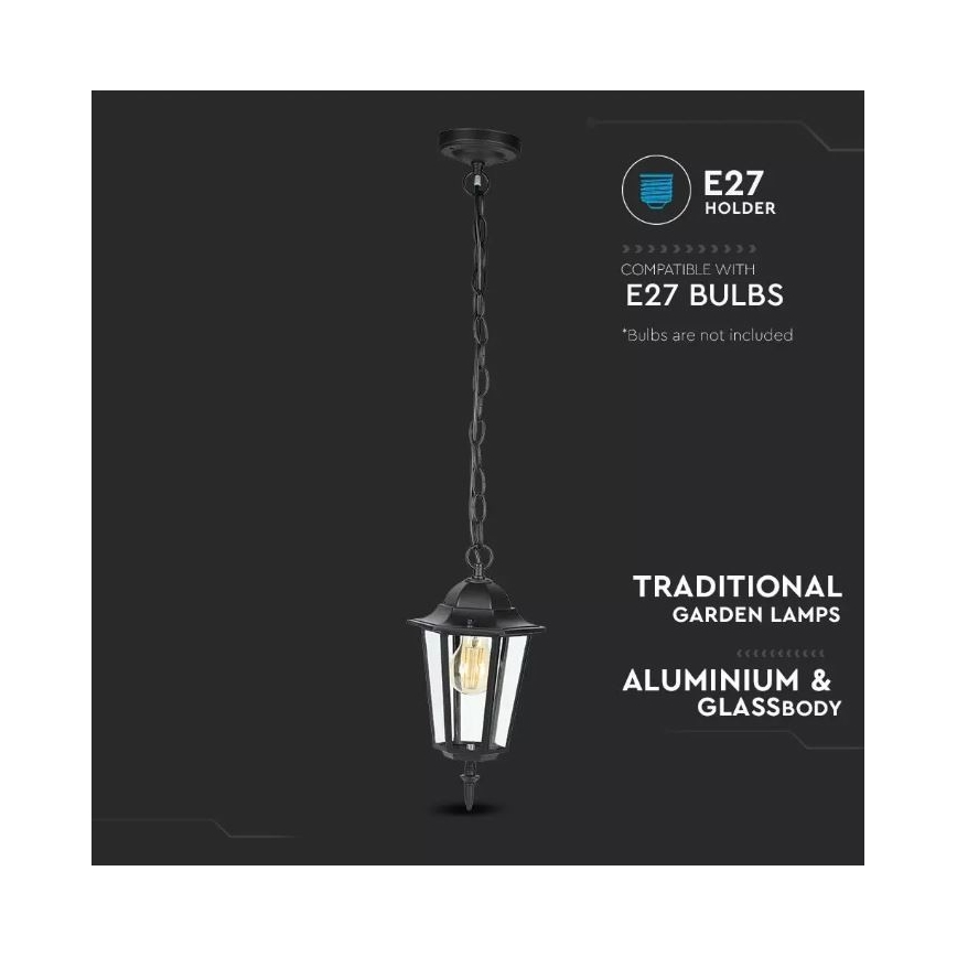 Vanjski luster na lancu 1xE27/40W/230V IP44 crna