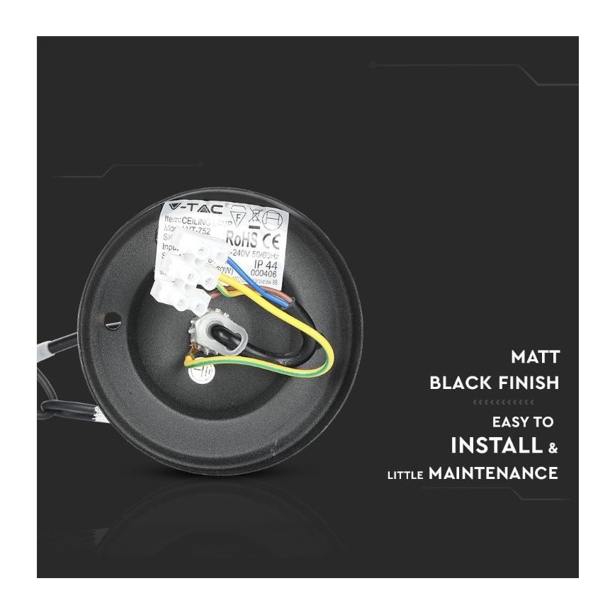 Vanjski luster na lancu 1xE27/40W/230V IP44 crna