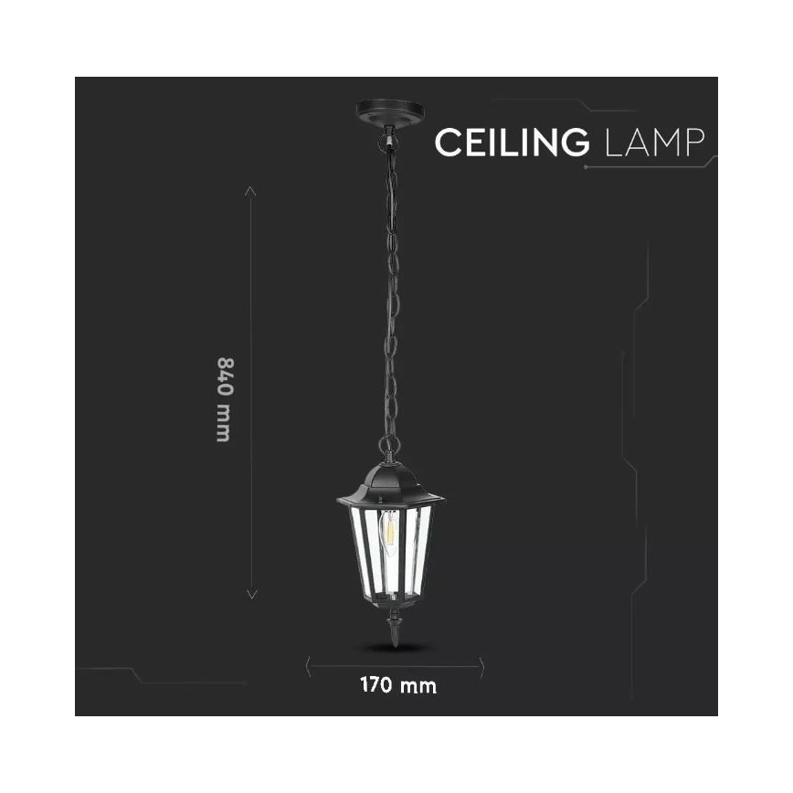 Vanjski luster na lancu 1xE27/40W/230V IP44 crna