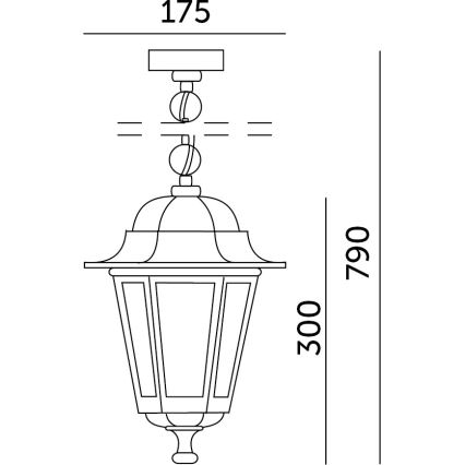 Vanjski luster na lancu 1xE27/60W/230V crna