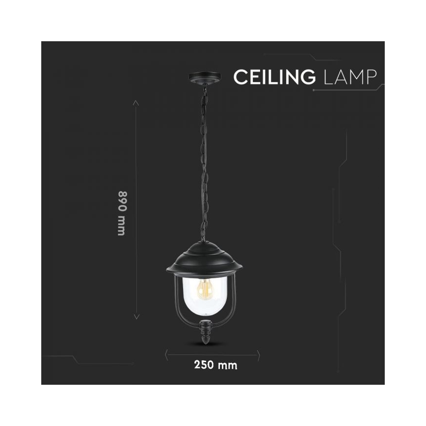 Vanjski luster na lancu 1xE27/60W/230V IP44 crna