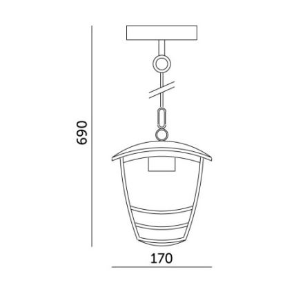 Vanjski luster na lancu TEVIO 1xE27/60W/230V IP54 crna