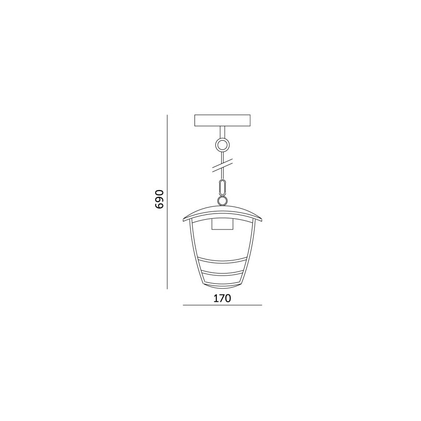 Vanjski luster na lancu TEVIO 1xE27/60W/230V IP54 crna
