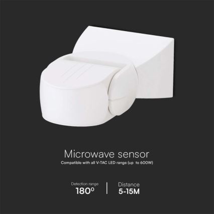 Vanjski mikrotalasni senzor pokreta 180° 230V IP65 bijeli