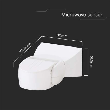 Vanjski mikrotalasni senzor pokreta 180° 230V IP65 bijeli