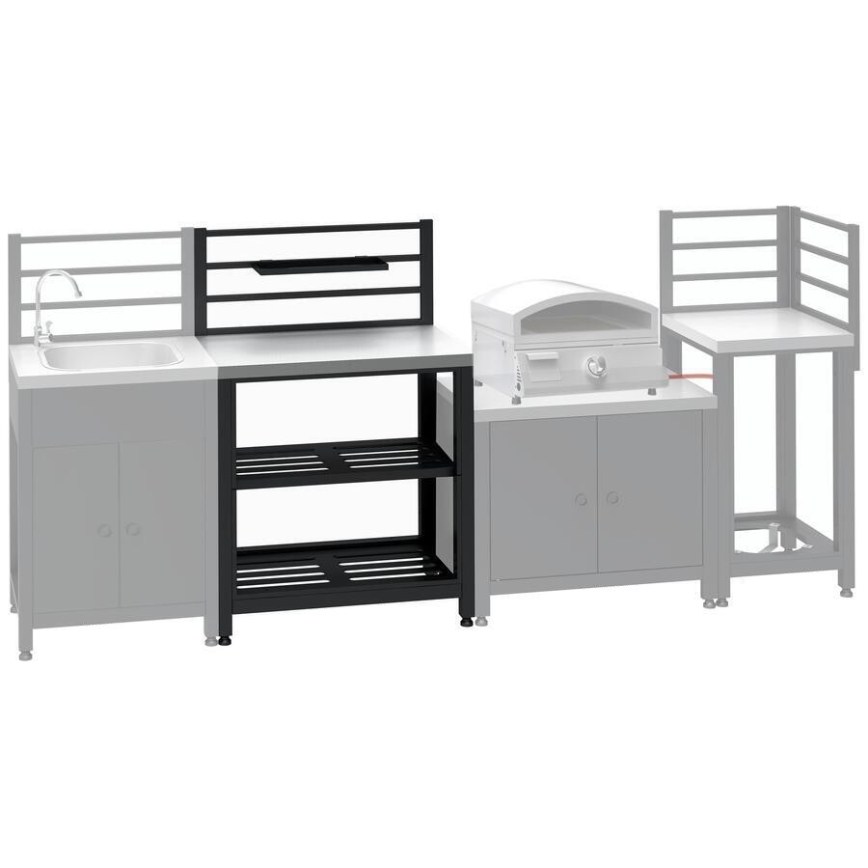 Vanjski modularni stol 80x47x123 cm crni/nehrđajući čelik