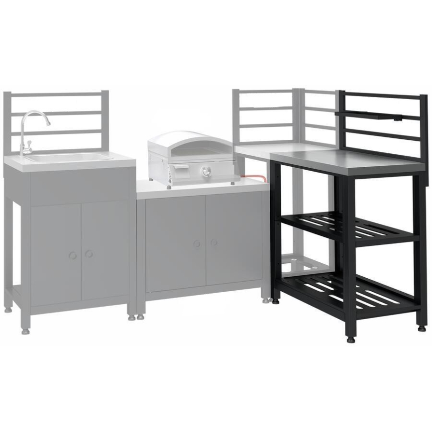 Vanjski modularni stol 80x47x123 cm crni/nehrđajući čelik